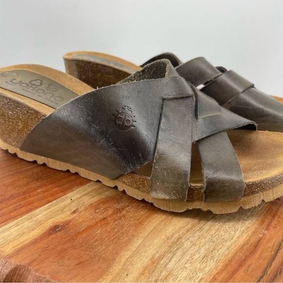 Yokono kaki Cadiz 100 Vaquetilla cork wedge sandal 7.5 gray - Picture 3 of 10